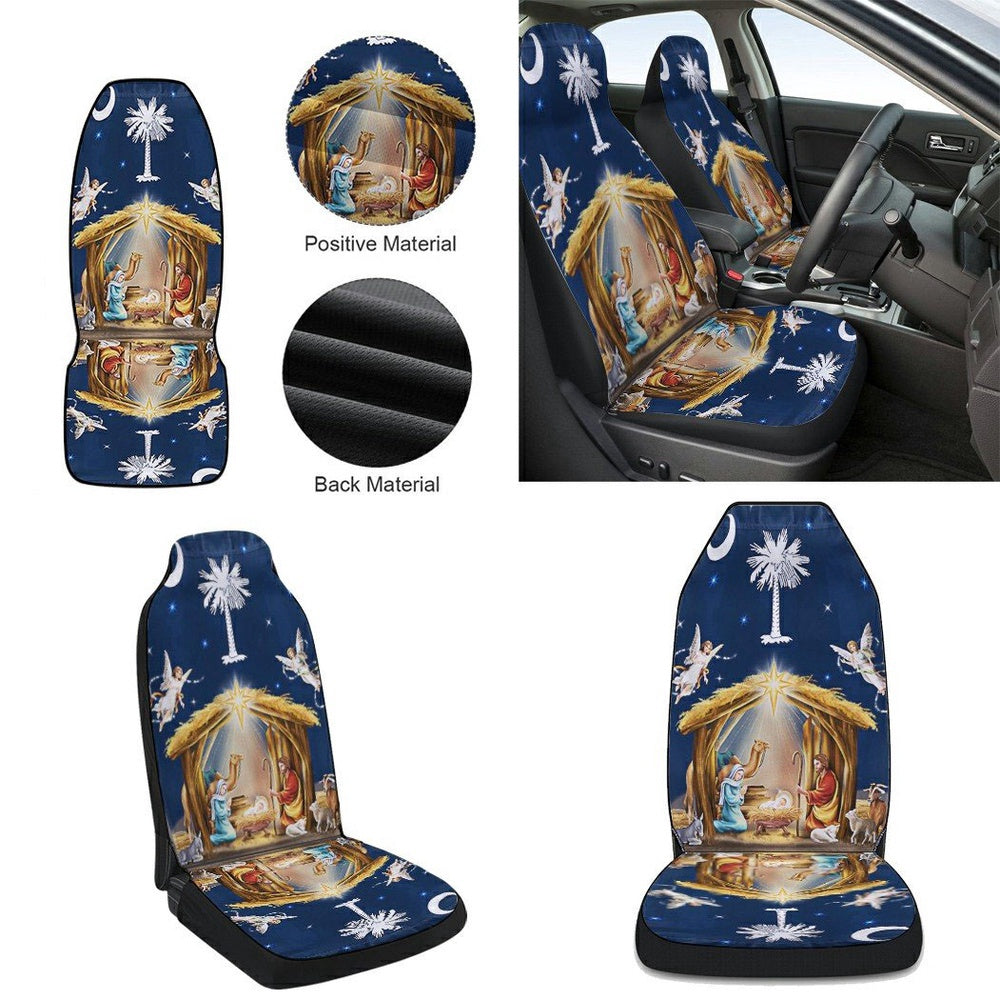 South Carolina Christmas Nativity Of Jesus Cars Seat Cover, Christmas Car Seat Covers, Car Decor Gift