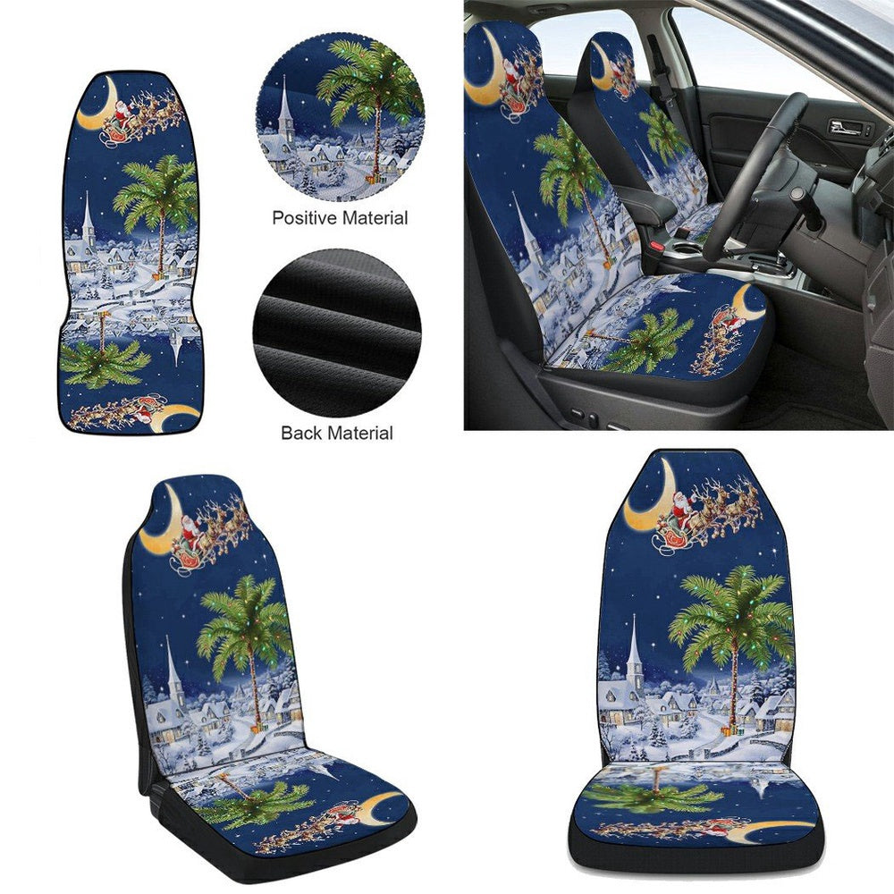 South Carolina Christmas Santa Sleigh Palm Tree Christmas Night in South Carolina Cars Seat Cover, Christmas Car Seat Covers, Car Decor Gift