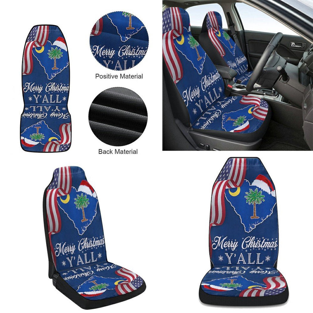 South Carolina Merry Christmas Santa State Christmas Palm Tree Cars Seat Cover, Christmas Car Seat Covers, Car Decor Gift