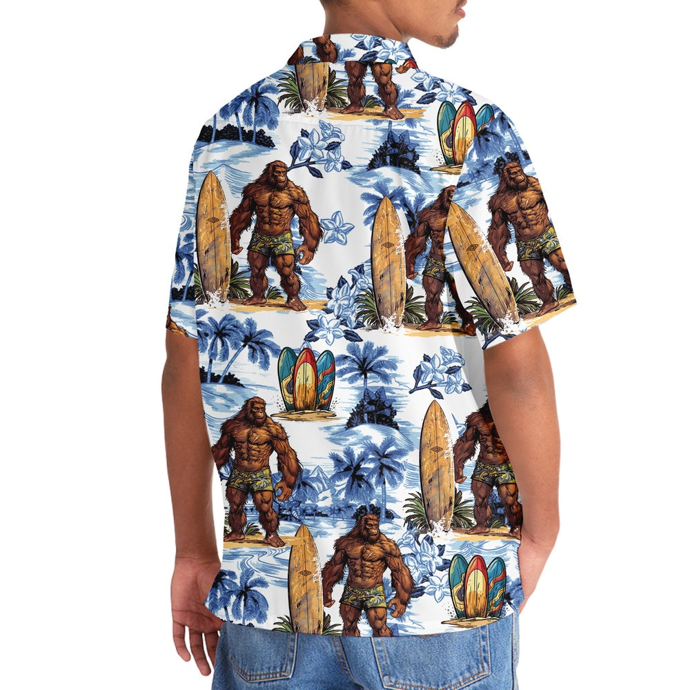 Surfing Bigfoot Surfboard Hawaiian Shirt, Funny Hawaiian Shirt, Cool Hawaiian Shirts, Best Hawaiian Shirts