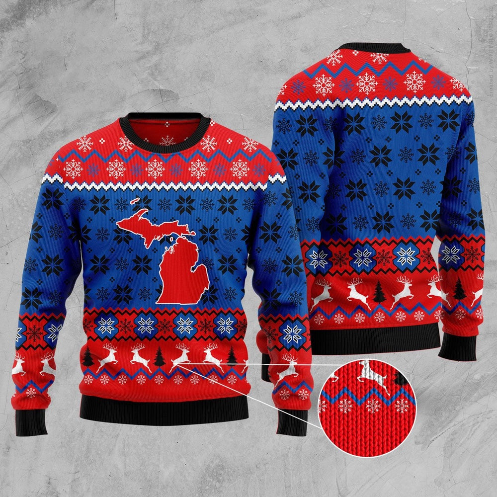Sweet Home Michigan Ugly Christmas Sweater, Funny Xmas Sweater, Sweater Xmas