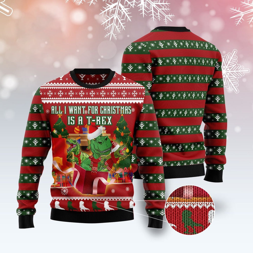 T-Rex Christmas'S Gift Ugly Christmas Sweater, Funny Xmas Sweater, Sweater Xmas