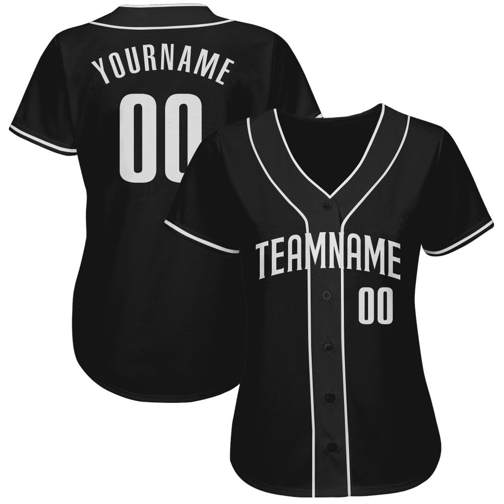 Team Jerseys Baseball, Custom Black White Authentic Baseball Jersey, Logo Baseball Jersey