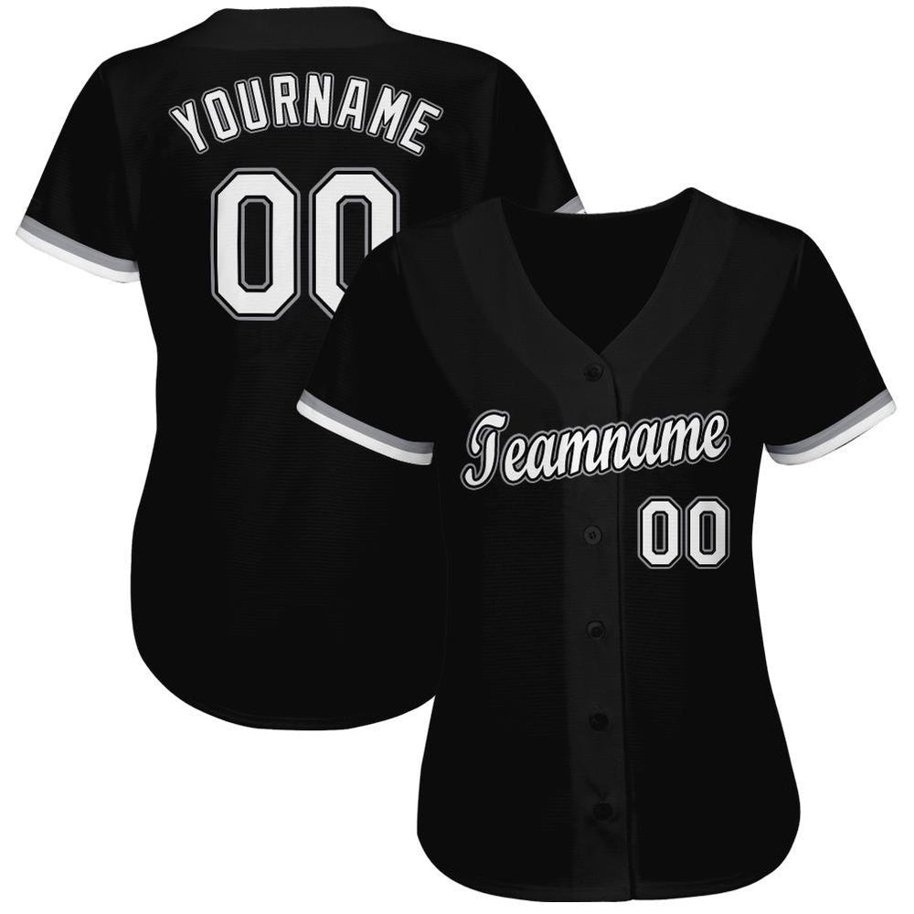 Team Jerseys Baseball, Custom Black White Gray Baseball Jersey, Logo Baseball Jersey