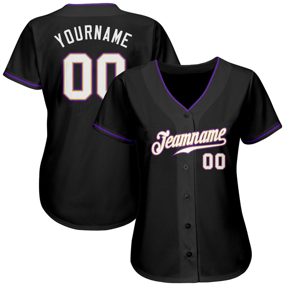 Team Jerseys Baseball, Custom Black White Purple Authentic Baseball Jersey, Logo Baseball Jersey