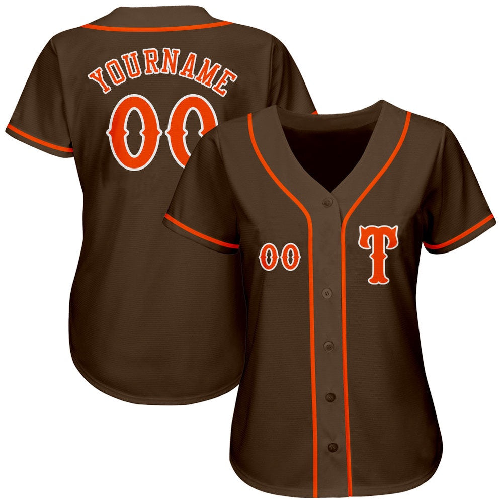 Team Jerseys Baseball, Custom Brown Orange White Authentic Baseball Jersey, Logo Baseball Jersey
