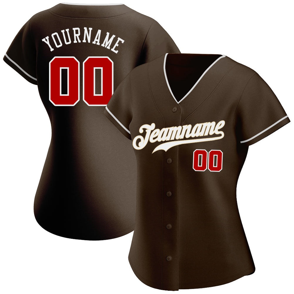 Team Jerseys Baseball, Custom Brown Red White Authentic Baseball Jersey, Logo Baseball Jersey