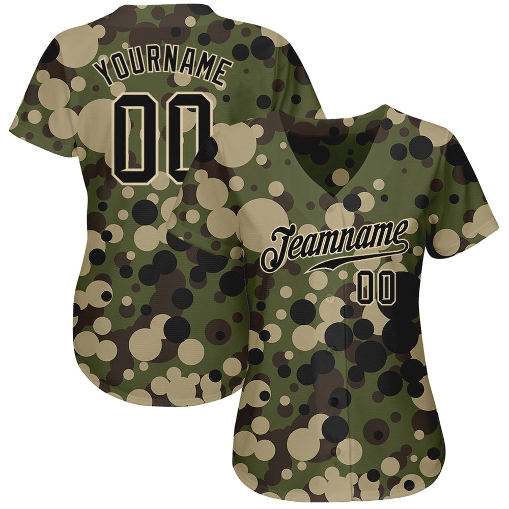 Team Jerseys Baseball, Custom Camo Black Cream Authentic Salute To Service Baseball Jersey, Logo Baseball Jersey