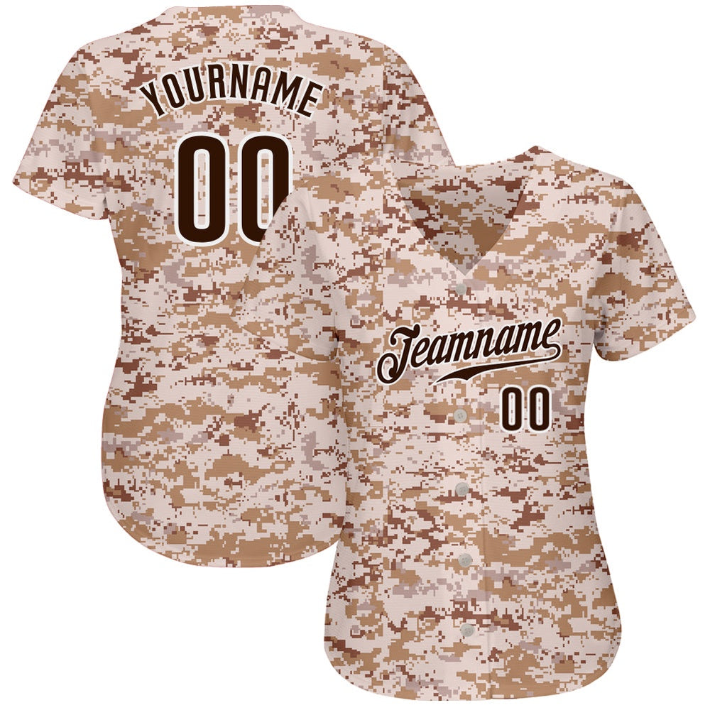Team Jerseys Baseball, Custom Camo Brown White Authentic Salute To Service Baseball Jersey, Logo Baseball Jersey