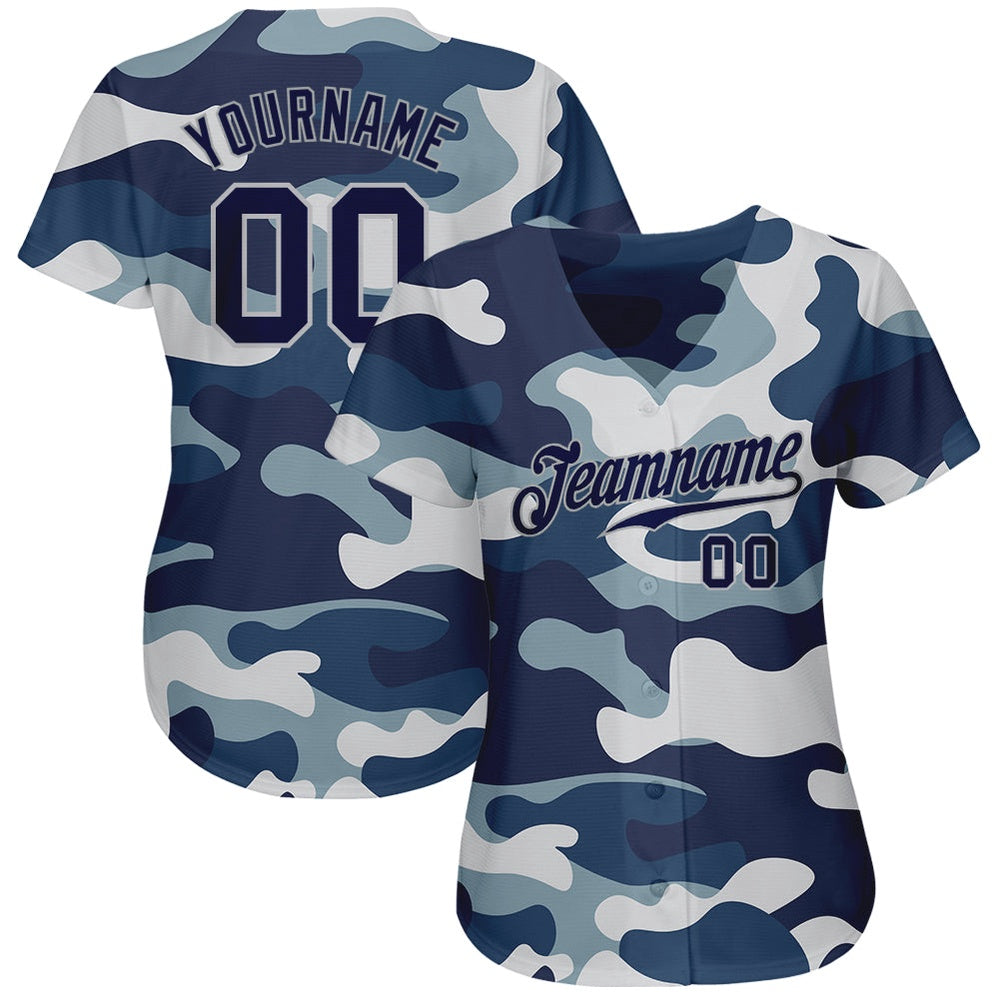 Team Jerseys Baseball, Custom Camo Navy Gray Authentic Salute To Service Baseball Jersey, Logo Baseball Jersey