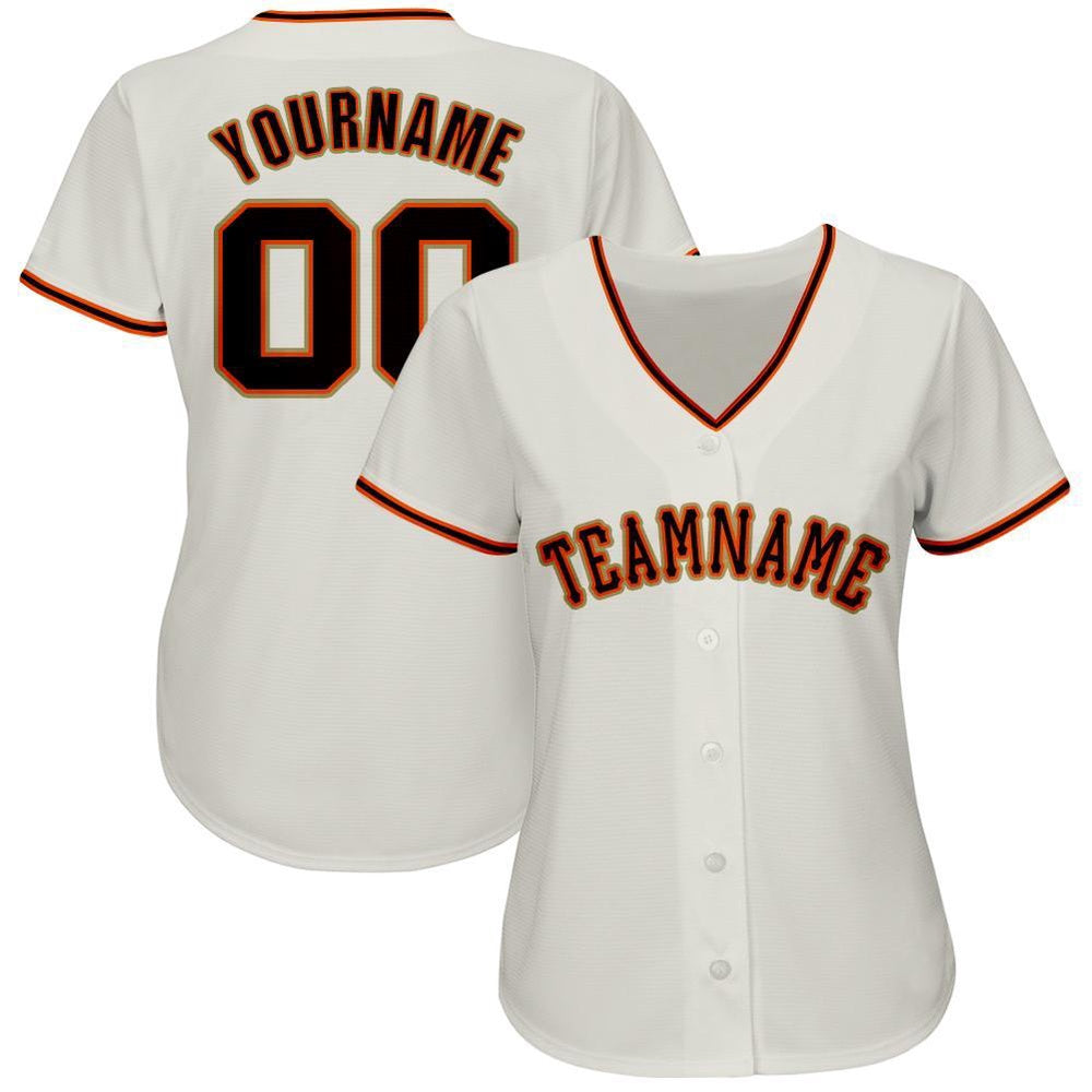 Team Jerseys Baseball, Custom Cream Black Orange Baseball Jersey, Logo Baseball Jersey