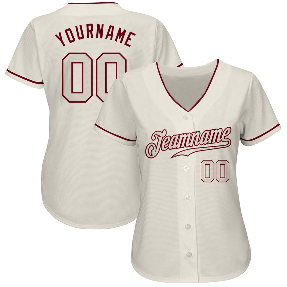 Team Jerseys Baseball, Custom Cream Cream Crimson Authentic Baseball Jersey, Logo Baseball Jersey