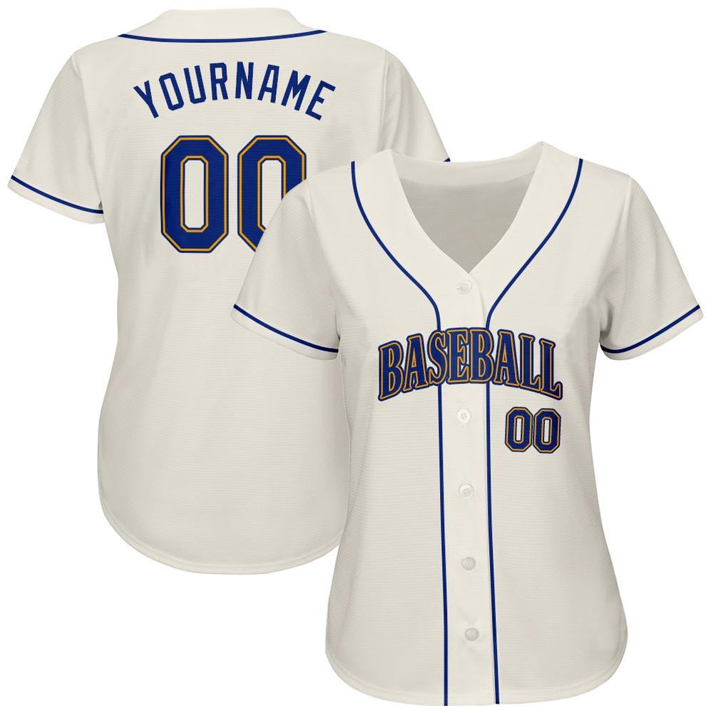 Team Jerseys Baseball, Custom Cream Royal Gold Authentic Baseball Jersey, Logo Baseball Jersey