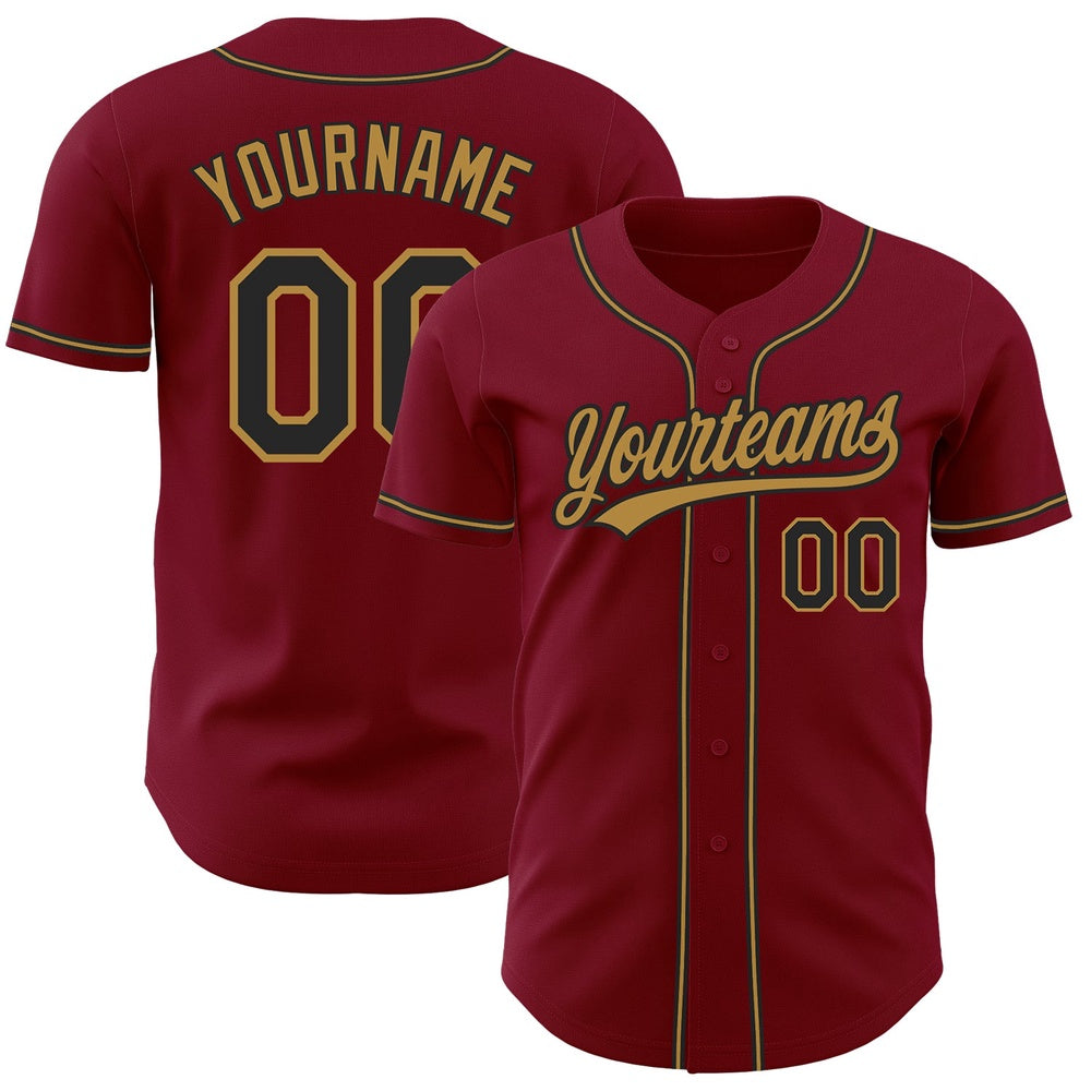 Team Jerseys Baseball, Custom Crimson Black Old Gold Authentic Baseball Jersey, Logo Baseball Jersey