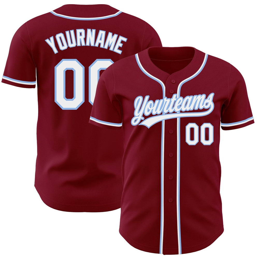 Team Jerseys Baseball, Custom Crimson White Light Blue Authentic Baseball Jersey, Logo Baseball Jersey