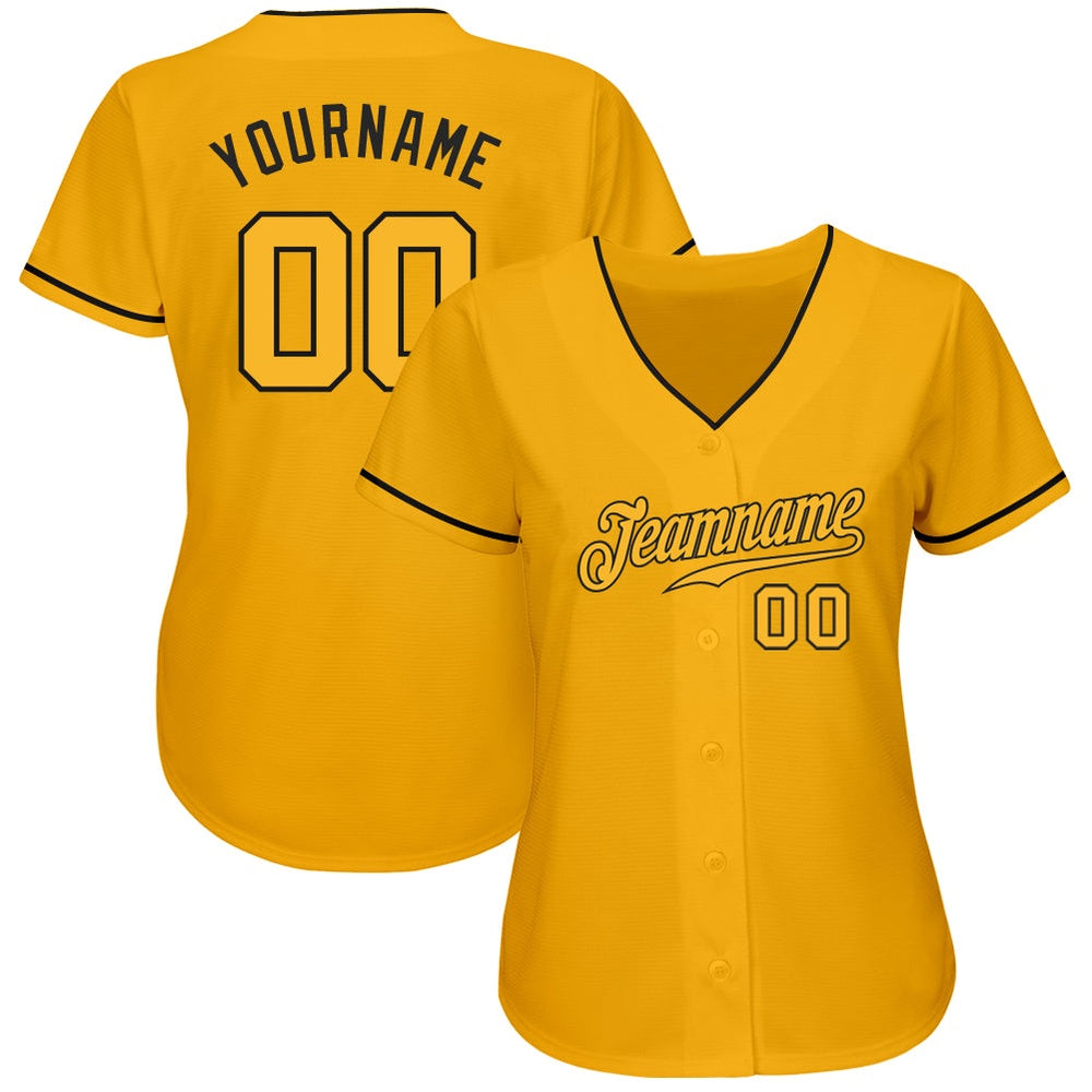 Team Jerseys Baseball, Custom Gold Gold Black Authentic Baseball Jersey, Logo Baseball Jersey