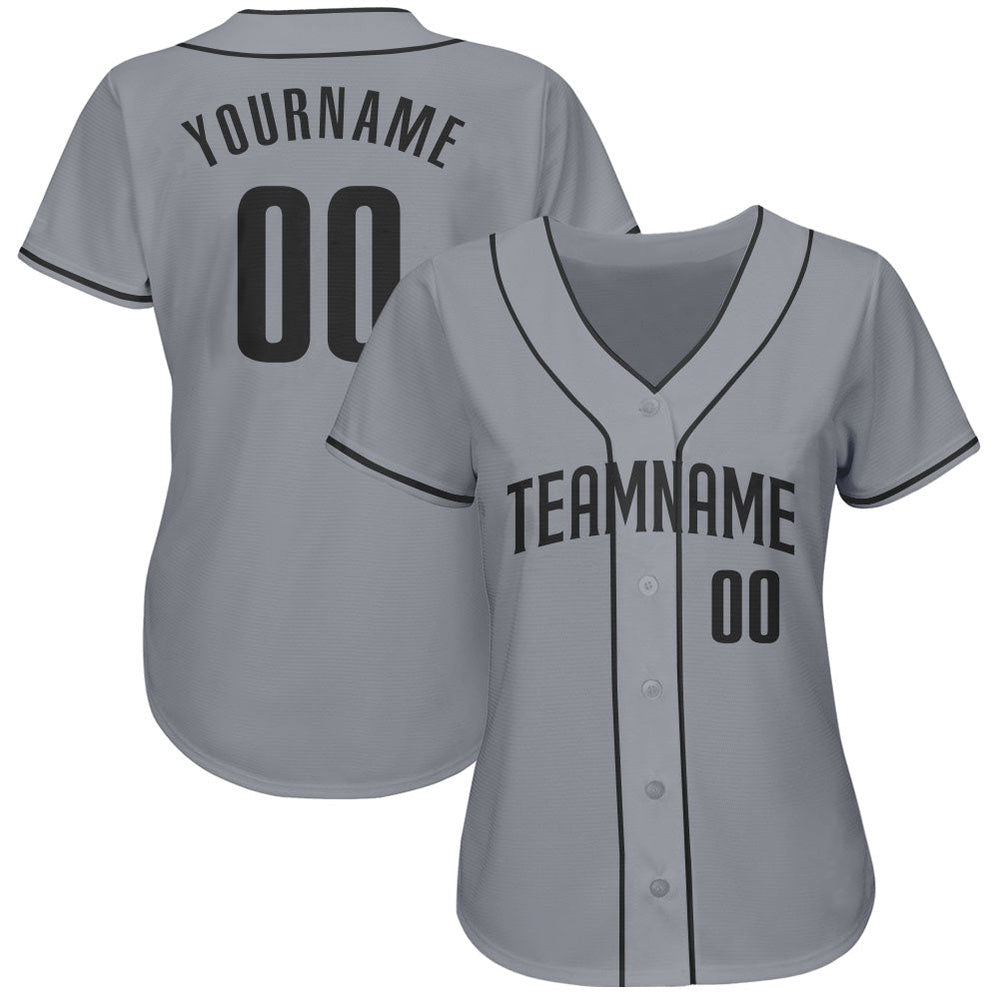 Team Jerseys Baseball, Custom Gray Black Authentic Baseball Jersey, Logo Baseball Jersey