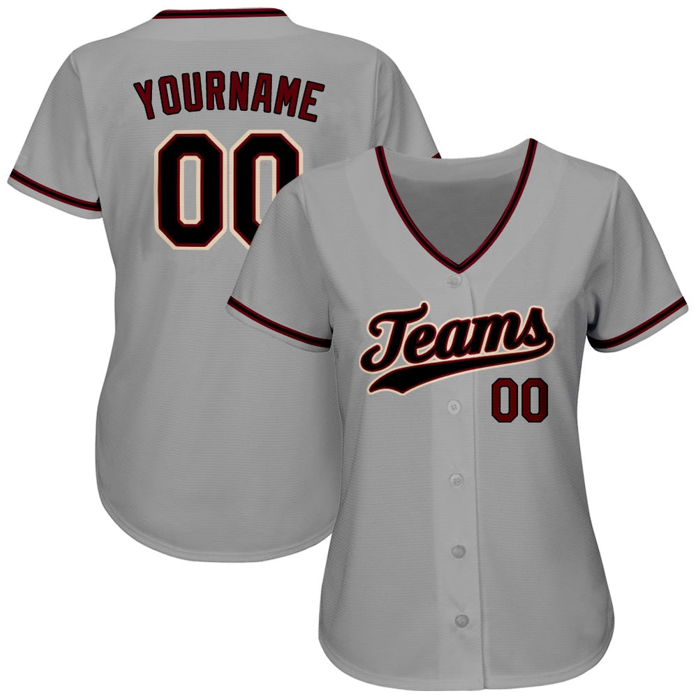 Team Jerseys Baseball, Custom Gray Black Crimson Authentic Baseball Jersey, Logo Baseball Jersey