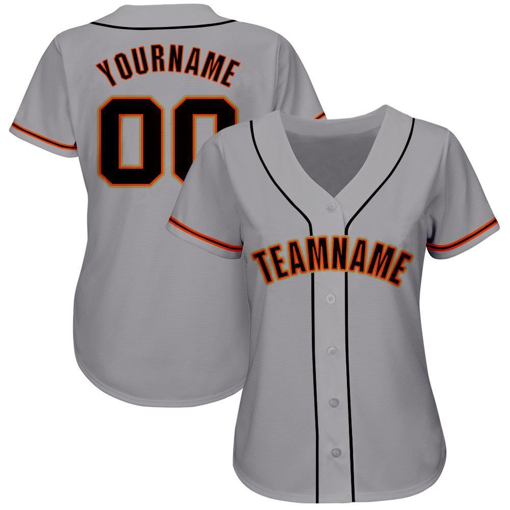 Team Jerseys Baseball, Custom Gray Black Orange Baseball Jersey, Logo Baseball Jersey
