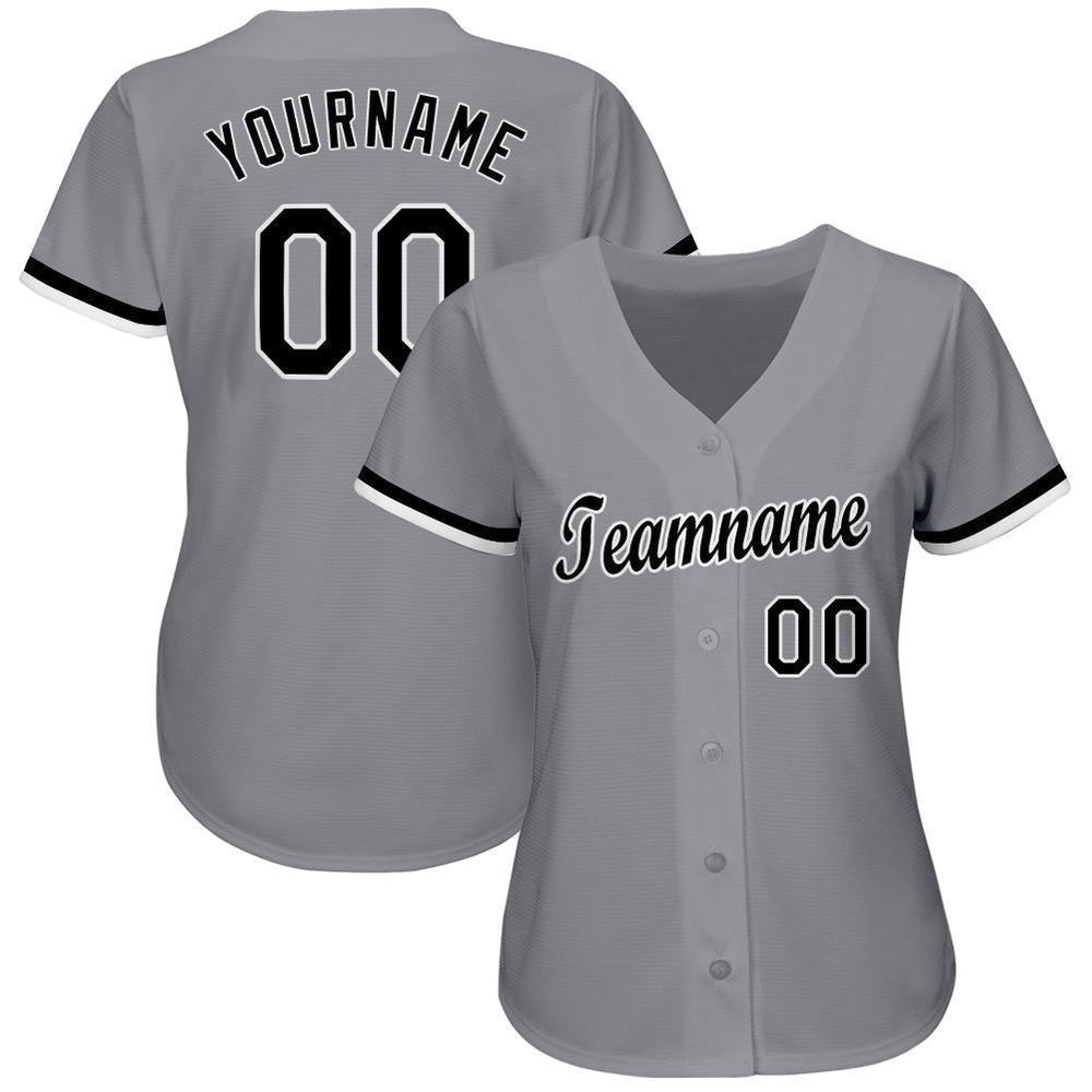 Team Jerseys Baseball, Custom Gray Black White Baseball Jersey, Logo Baseball Jersey