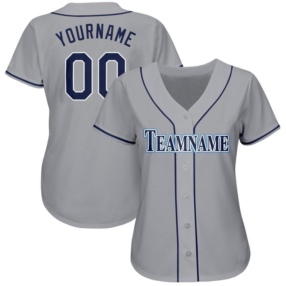 Team Jerseys Baseball, Custom Gray Navy Powder Blue Baseball Jersey, Logo Baseball Jersey