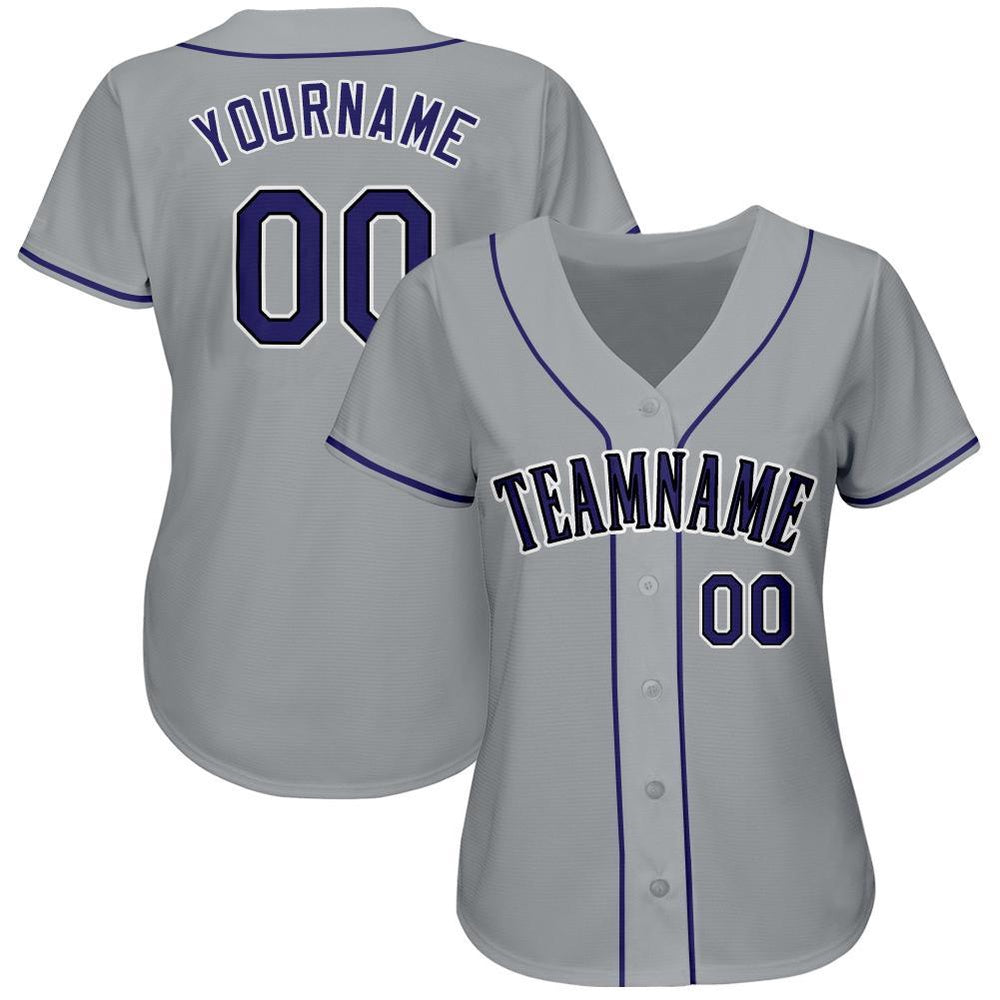 Team Jerseys Baseball, Custom Gray Purple Black Baseball Jersey, Logo Baseball Jersey