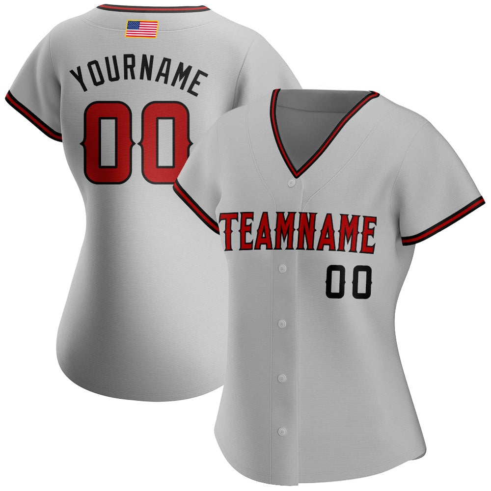 Team Jerseys Baseball, Custom Gray Red Black Authentic American Flag Fashion Baseball Jersey, Logo Baseball Jersey