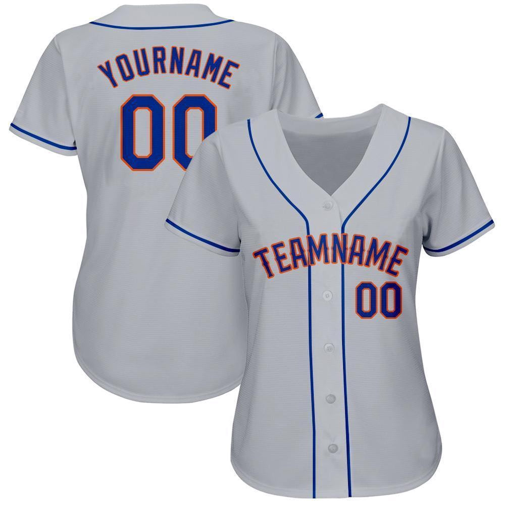 Team Jerseys Baseball, Custom Gray Royal Orange Baseball Jersey, Logo Baseball Jersey