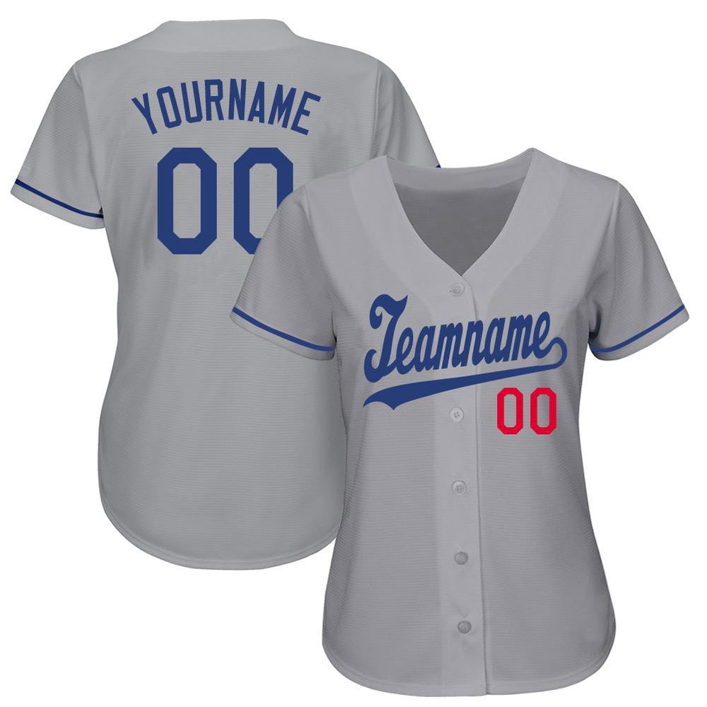 Team Jerseys Baseball, Custom Gray Royal Red Baseball Jersey, Logo Baseball Jersey