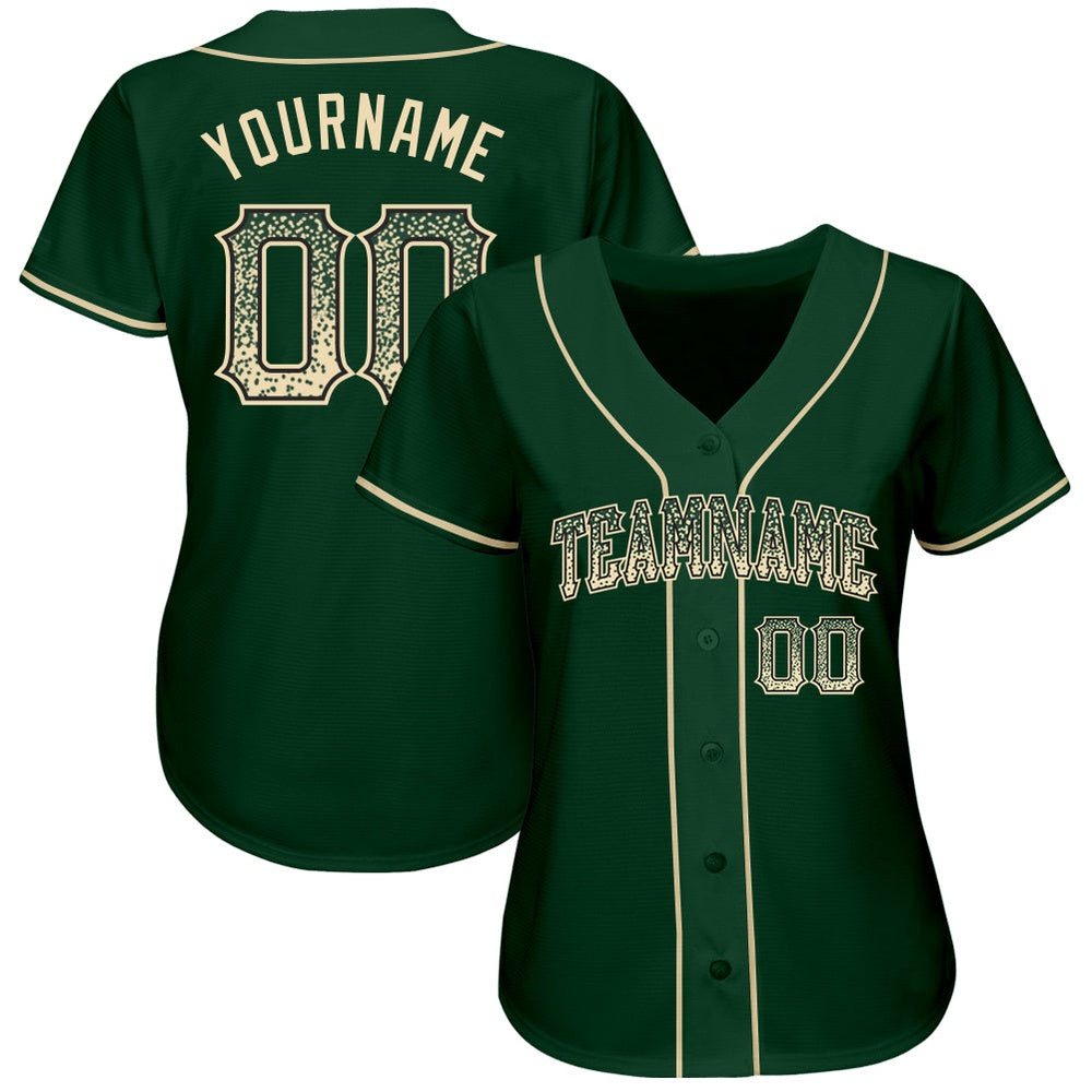 Team Jerseys Baseball, Custom Green Cream Black Authentic Drift Fashion Baseball Jersey, Logo Baseball Jersey