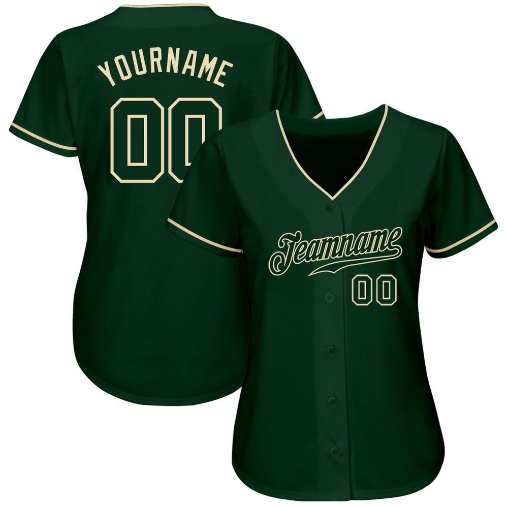 Team Jerseys Baseball, Custom Green Green Cream Authentic Baseball Jersey, Logo Baseball Jersey