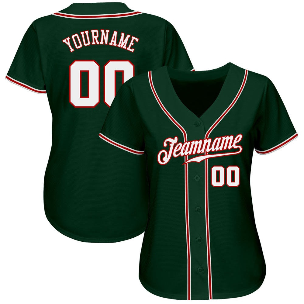 Team Jerseys Baseball, Custom Green White Red Authentic Baseball Jersey, Logo Baseball Jersey