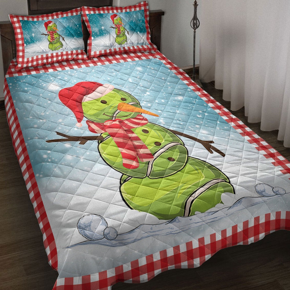 Tennis Quilt Set, Funnymas Tennis Balls Santa Snowman Quilt Blanket
