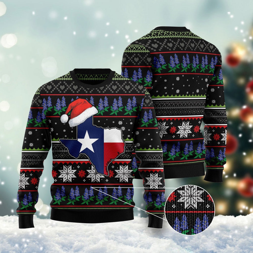 Texas Bluebonnet Ugly Christmas Sweater, Funny Xmas Sweater, Sweater Xmas