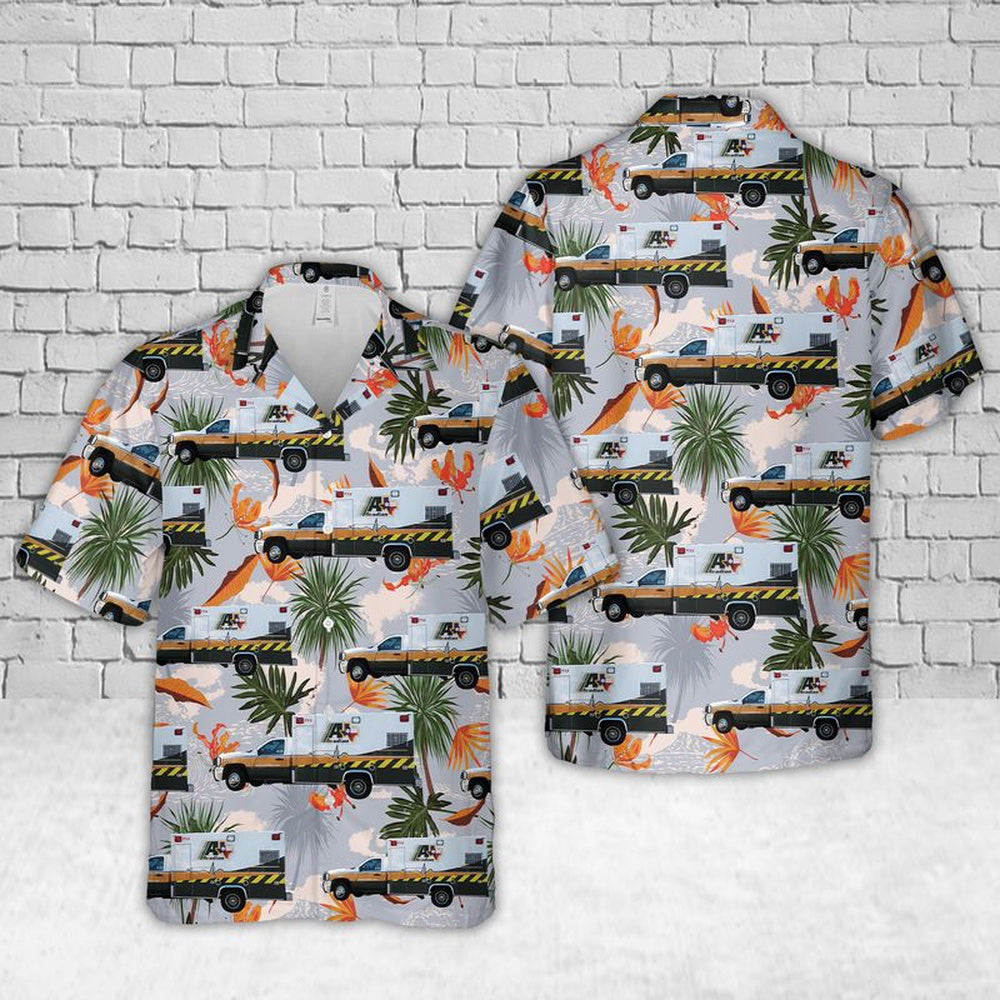 Texas Hawaiian Shirt, Acadian Ambulance Bastrop County Texas Hawaiian Shirt, Military Hawaiian Shirt