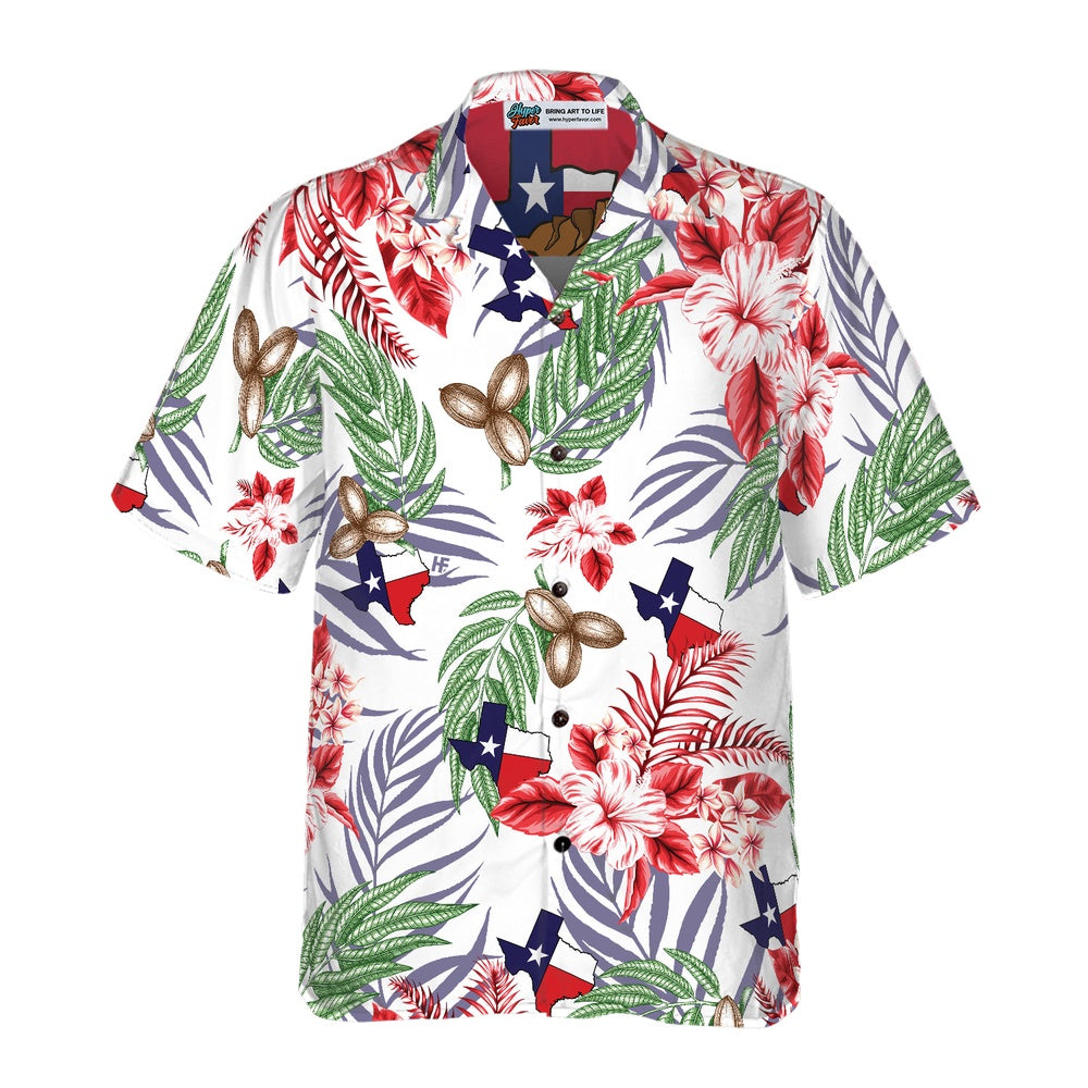 Texas Hawaiian Shirt, Bluebonnet Texas Hawaiian Shirt Pecan Version, Summer Beach Shirt