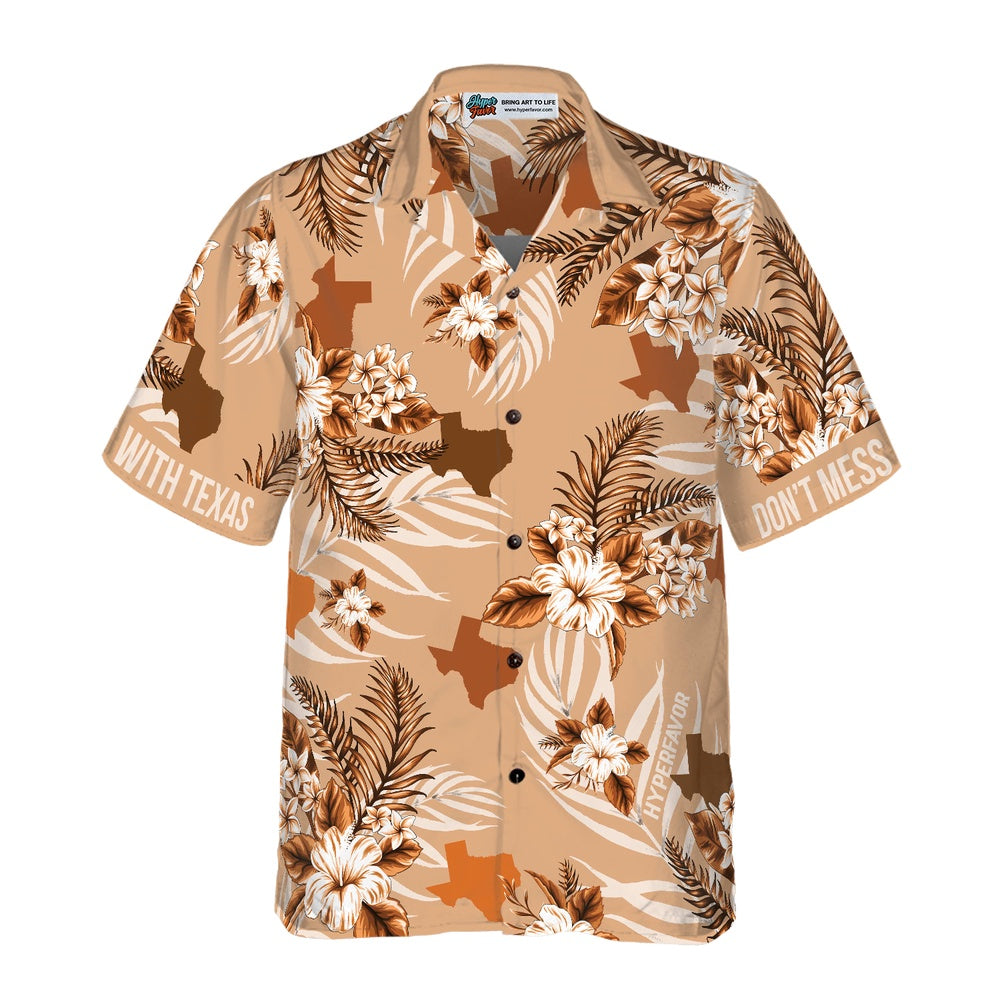 Texas Hawaiian Shirt, Brown Lone Star Nation Bluebonnet Texas Hawaiian Shirt, Summer Beach Shirt