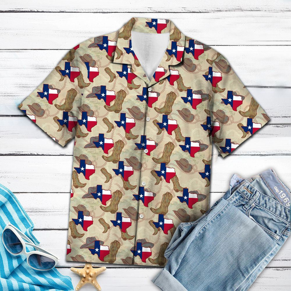 Texas Hawaiian Shirt, Cowboy Boots Texas Hawaii Shirt, Summer Beach Shirt