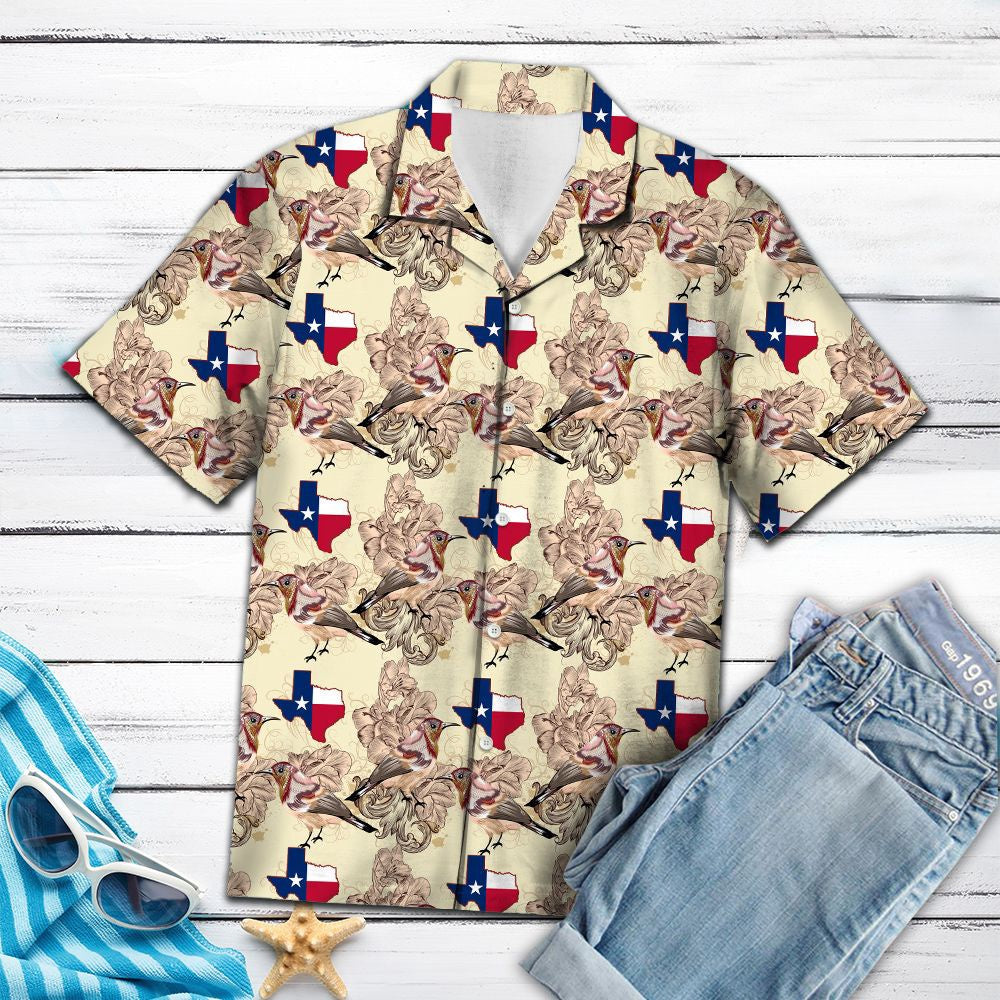 Texas Hawaiian Shirt, Mockingbird Texas Hawaii Shirt, Summer Beach Shirt