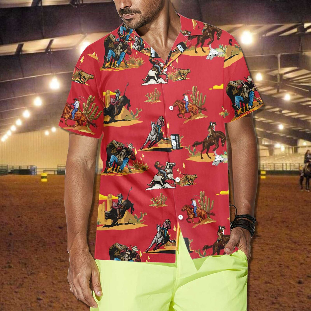 Texas Hawaiian Shirt, Rodeo Seamless Pattern Hawaiian Shirts, Summer Beach Shirt