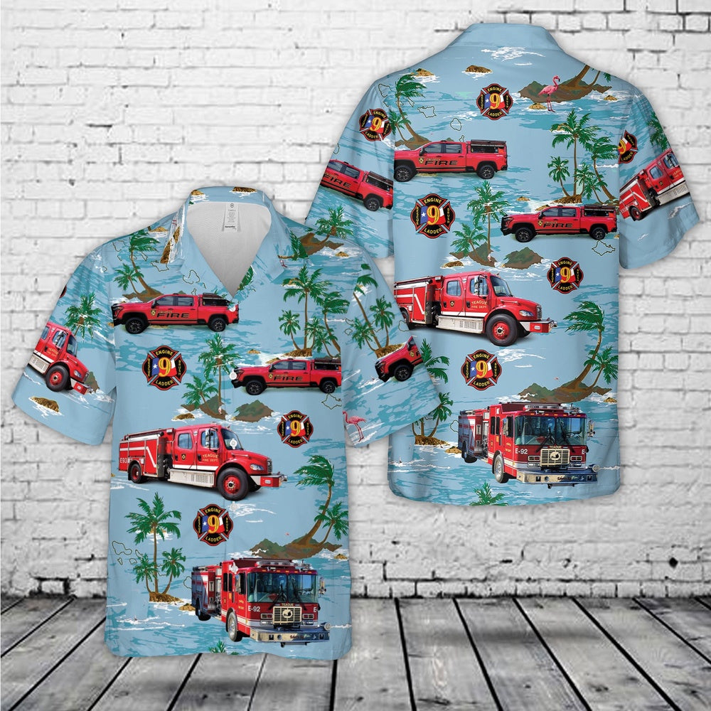 Texas Hawaiian Shirt, Teague Volunteer Fire Department, Texas Hawaiian Shirt, Hawaiian Firefighter Shirts