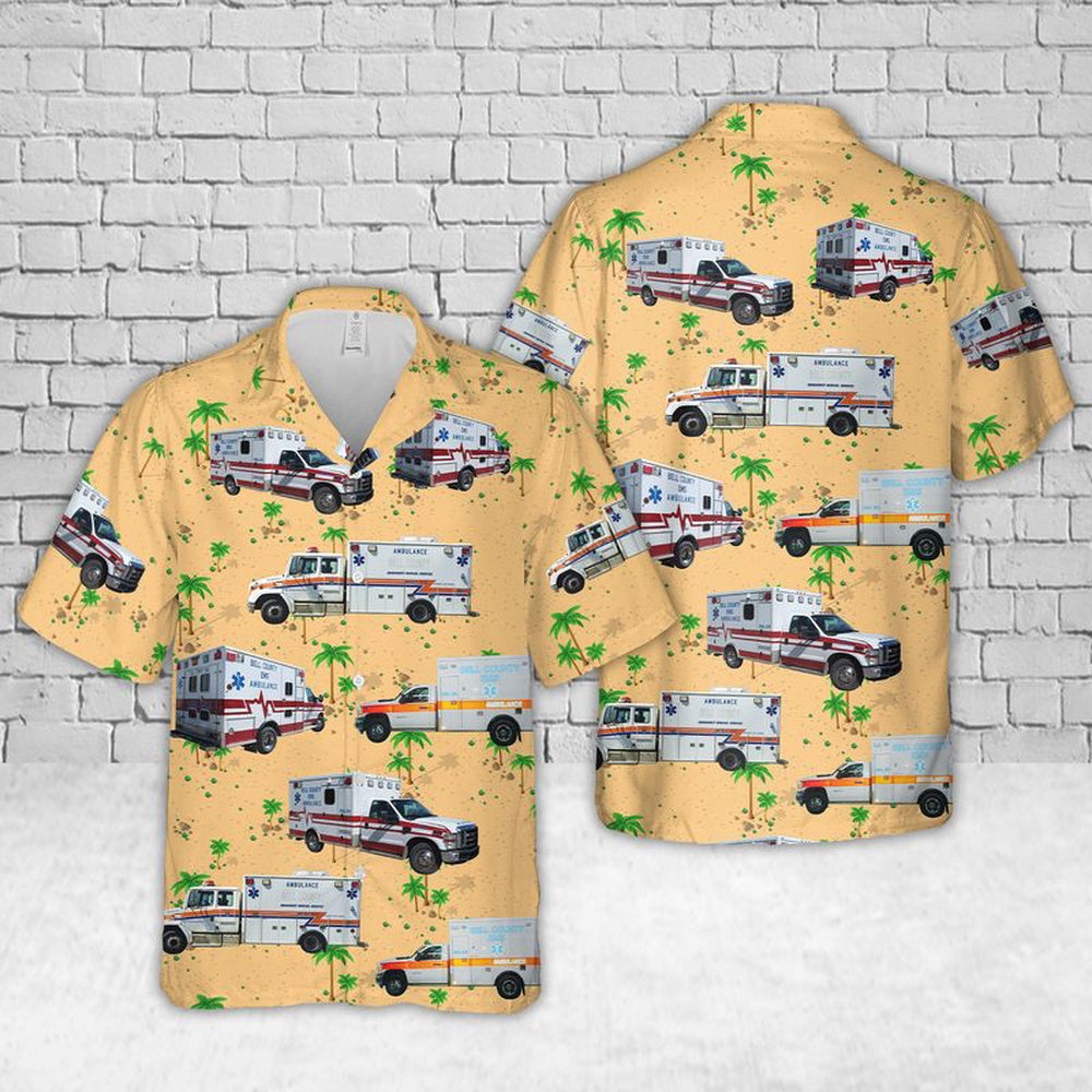 Texas Hawaiian Shirt, Texas Bell County EMS Hawaiian Shirt, EMS Hawaiian Shirt