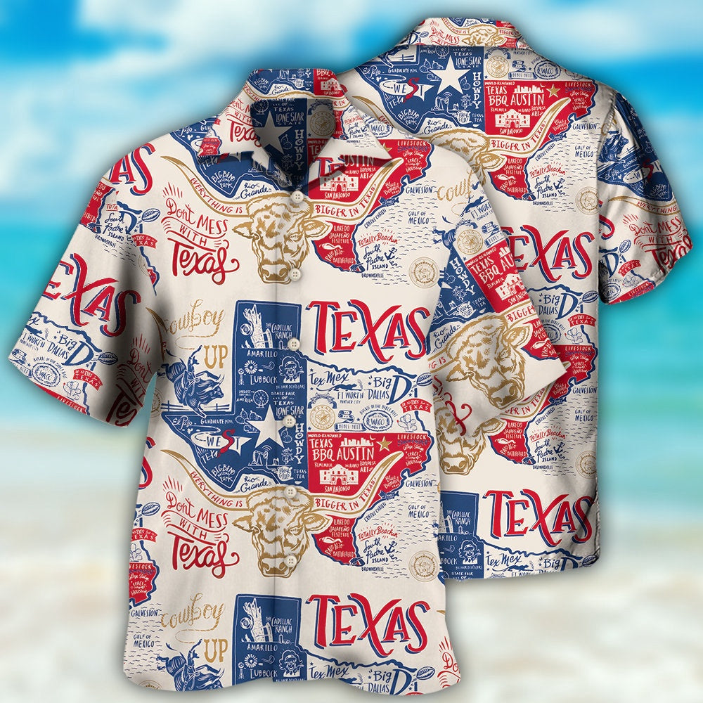 Texas Hawaiian Shirt, Texas Don't Mess With Texas Hawaiian Shirt, Summer Beach Shirt