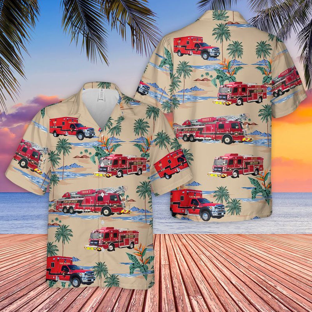 Texas Hawaiian Shirt, Texas Plano Fire Rescue Hawaiian Shirt, Hawaiian Firefighter Shirts