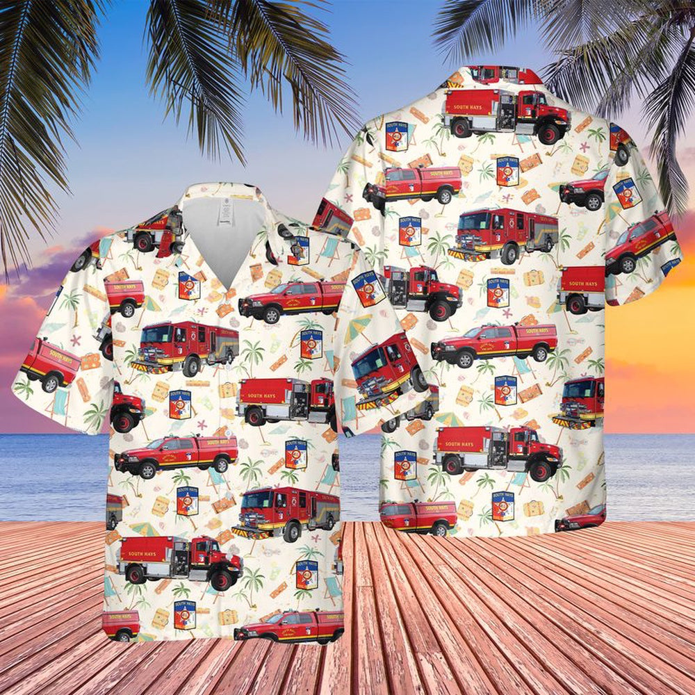 Texas Hawaiian Shirt, Texas South Hays Fire Department Hawaiian Shirt, Hawaiian Firefighter Shirts