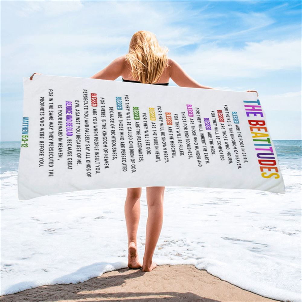 The Beatitudes Beach Towel - Christian Beach Towel Decor