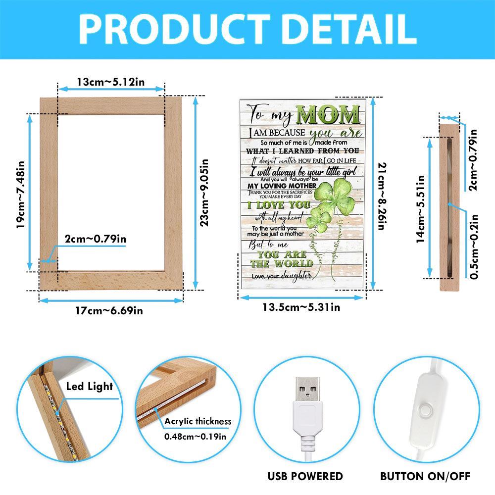 To My Mom From Daughter Four Leaf Clover Frame Lamp, Mother's Day Night Light, Best Mom Ever, Gift For Mom