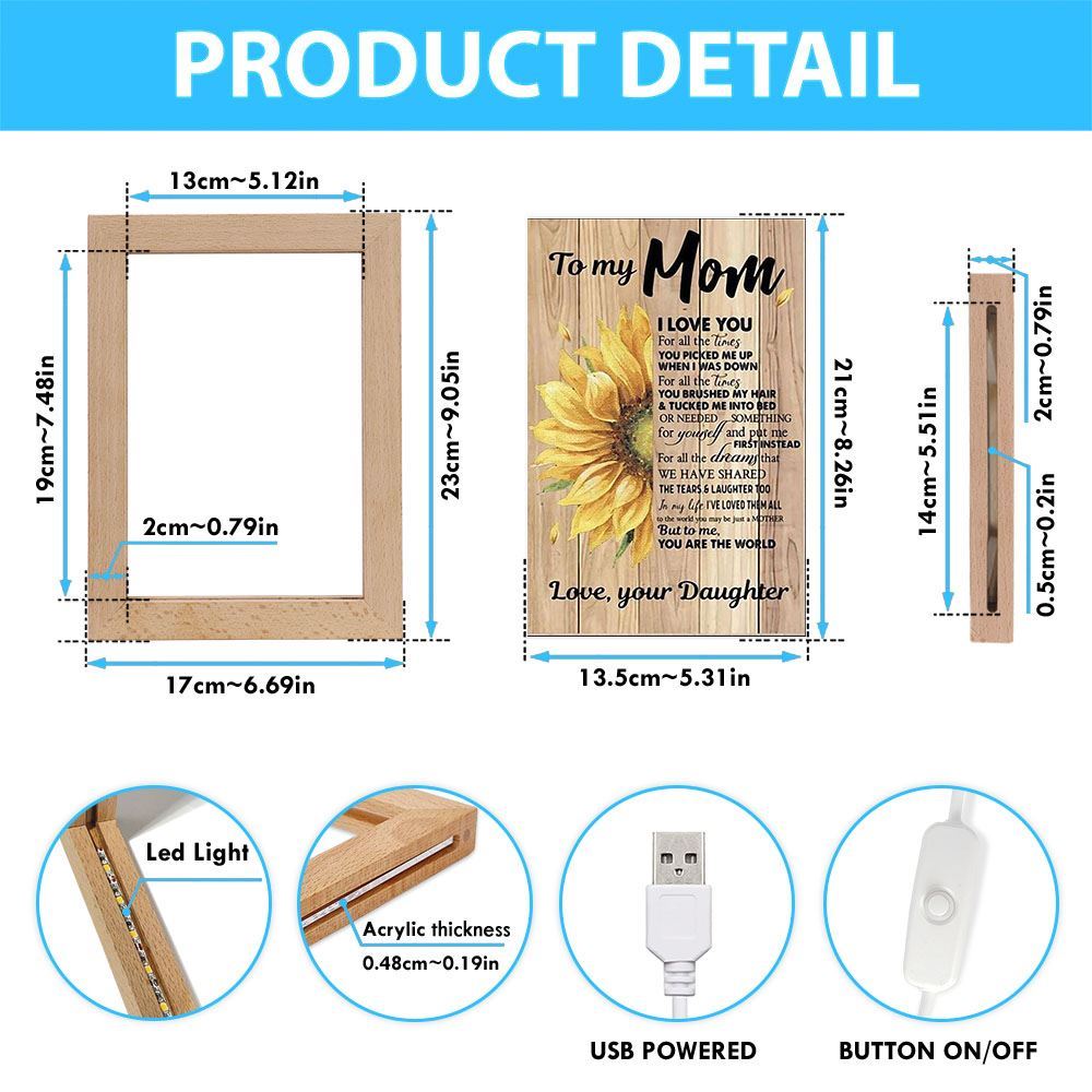 To My Mom I Love You For All The Time 1 Mother's Day Frame Lamp, Mother's Day Night Light, Best Mom Ever, Gift For Mom