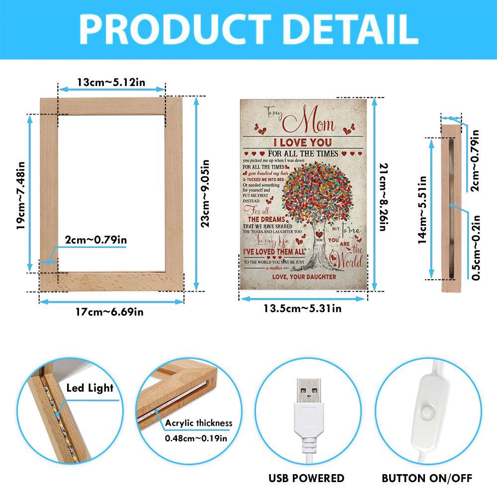 To My Mom I Love You For All The Times Mother's Day Frame Lamp, Mother's Day Night Light, Best Mom Ever, Gift For Mom