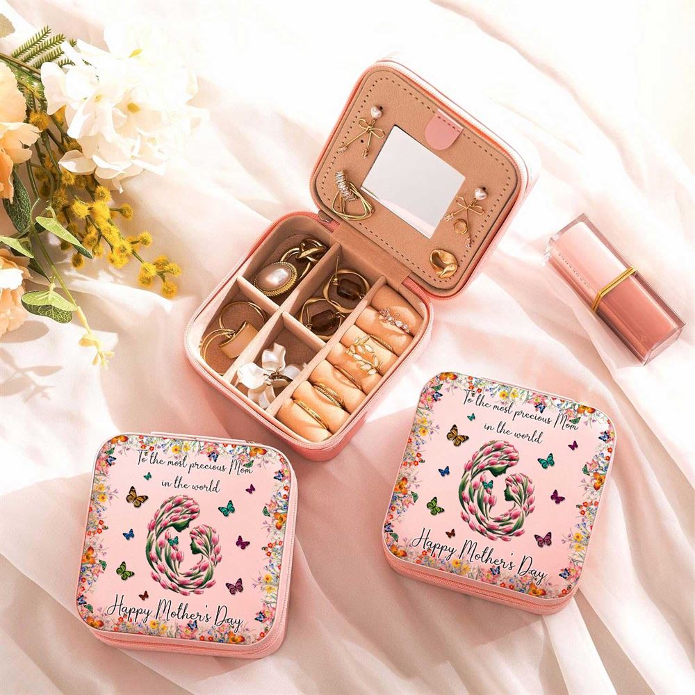 To The Most Precious Mom Tulip Mom And Daughter Jewelry Box, Gift For Mother's Day, Mother's Day Jewelry Case, Gift For Her